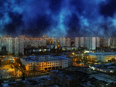 Aviators clouds night city photo