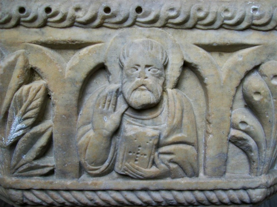 Michelham Priory- detail of holy water stoup 2