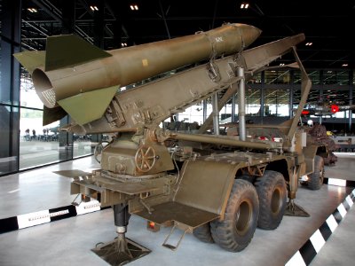 MGR-1 Honest John rocket on M139D launching truck pic1