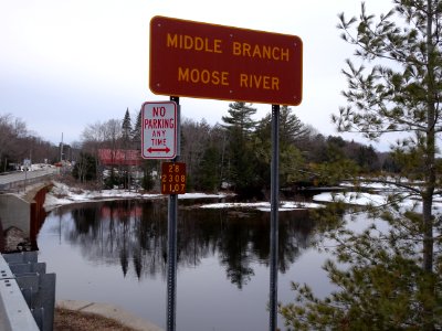 Middle Branch Moose River sign at Old Forge Route 28