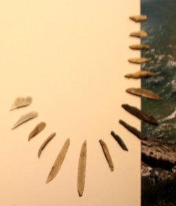 Microlith productions, Kebaran culture, 22,000-18,000 BP, Israel (detail)