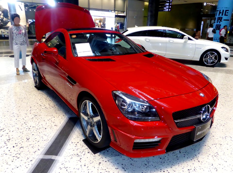Mercedes-Benz SLK55 AMG (R172) , whose hood is closed. front