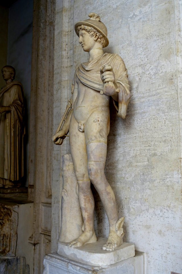 Mercury, S 60, Roman, mid 2nd century AD, marble, after Greek work from early 4th century BC, view 2 - Musei Capitolini - Rome, Italy - DSC06192