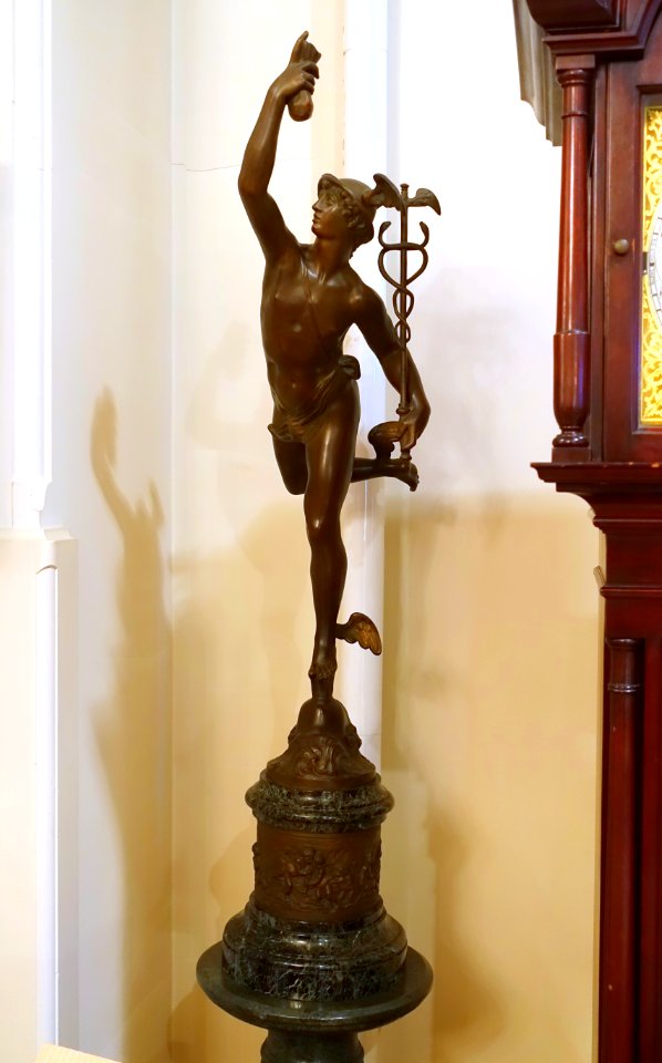 Mercury with putti base, after Giambologna, 1800s, bronze - Old Colony History Museum - Taunton, Massachusetts - DSC03696