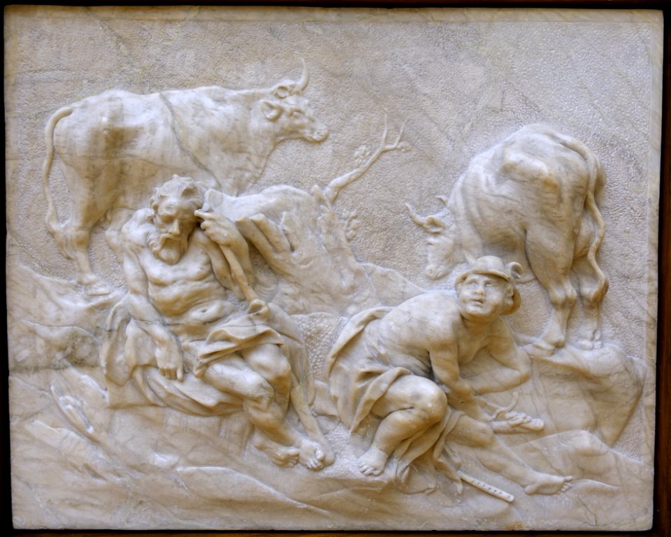 Mercury and Argus, Southern Netherlands, mid 1600s, alabaster - Bode-Museum - DSC03065