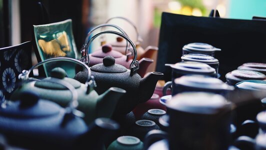 Colorful teapots tea