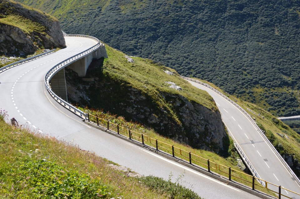 Winding roads alps mountain pass