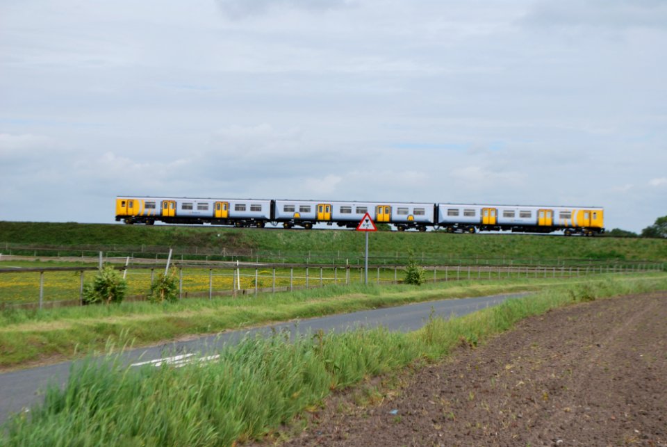 Merseyrail Train on the Ormskirk line from Maghull to Town Green