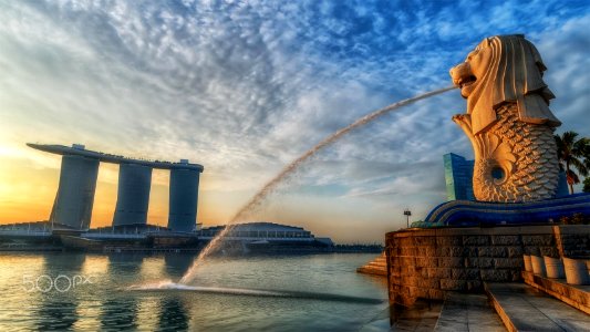 Merlion Marina Bay Sands Sunset (196797013)