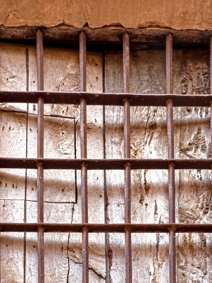 Wood little window wrought iron