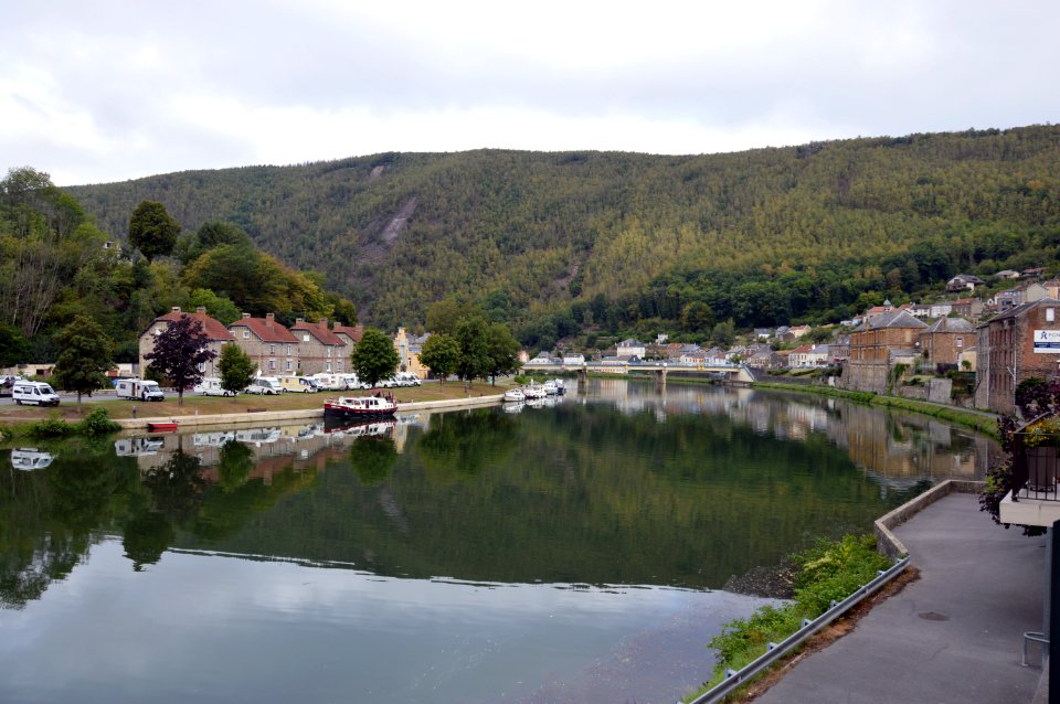 Meuse River in Monthermé, seen from the pedestrian quay at Place Jean Baptiste Clément
