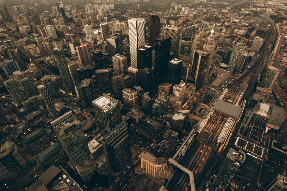 Cityscape downtown skyscrapers