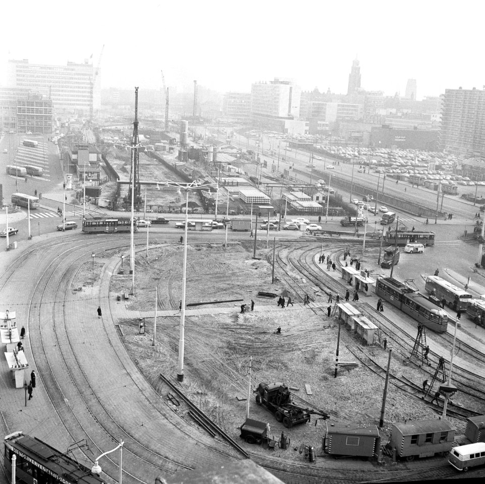 Metro voor het Centraal Station te Rotterdam, verlegging van het tramrailcomplex, Bestanddeelnr 916-3112