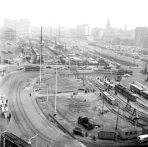 Metro voor het Centraal Station te Rotterdam, verlegging van het tramrailcomplex, Bestanddeelnr 916-3112