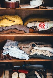 Shelves wardrobe brown clothes