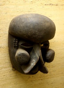 Mask of leper's face for funerals in the ekpo society - Ibibio, Nigeria - Royal Museum for Central Africa - DSC06945