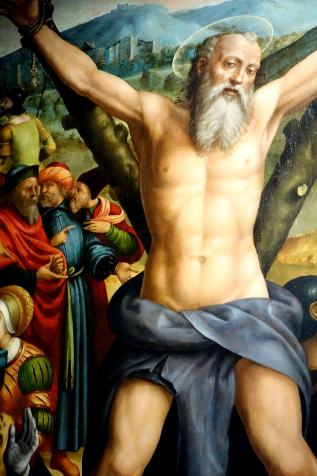 Martyrdom of Saint Andrew by Antonio Semini and Teramo Piaggio, 1532, view 2, oil on wood - Museo Diocesano (Genoa) - DSC01510