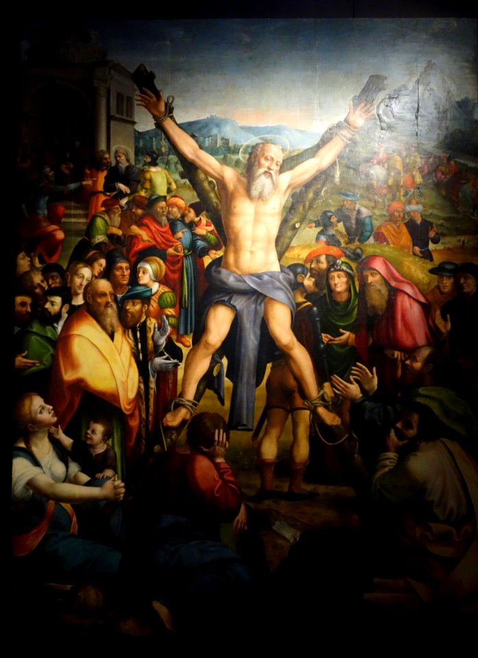 Martyrdom of Saint Andrew by Antonio Semini and Teramo Piaggio, 1532, view 1, oil on wood - Museo Diocesano (Genoa) - DSC01506
