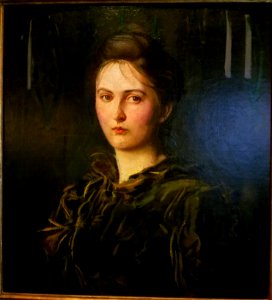 Mary, Portrait of the Artist's Daughter, by Abbott Handerson Thayer, view 2, 1894, reworked 1902, oil on canvas - Hyde Collection - Glens Falls, NY - 20180224 120638
