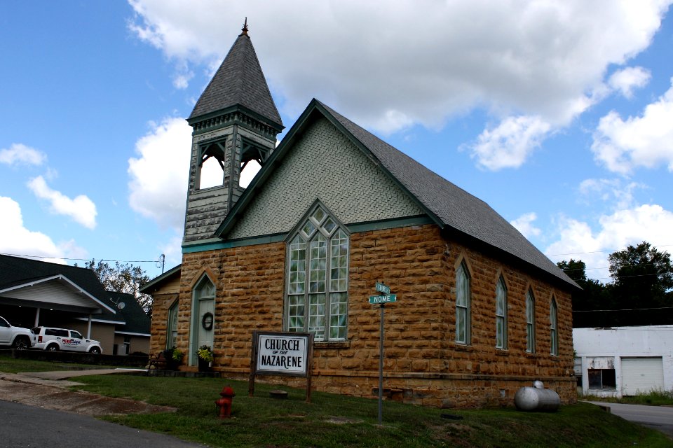 Mary Greenhaw Memorial Methodist Episcopal Church South with sign