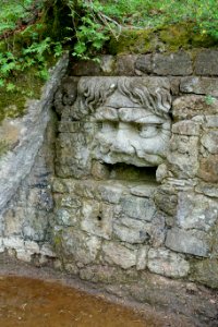Mascaron above basin - Parco dei Mostri - Bomarzo, Italy - DSC02600