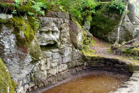 Mascaron above basin - Parco dei Mostri - Bomarzo, Italy - DSC02603