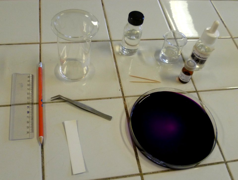 Matériel nécessaire pour la chromatographie de l'huile de clou de girofle