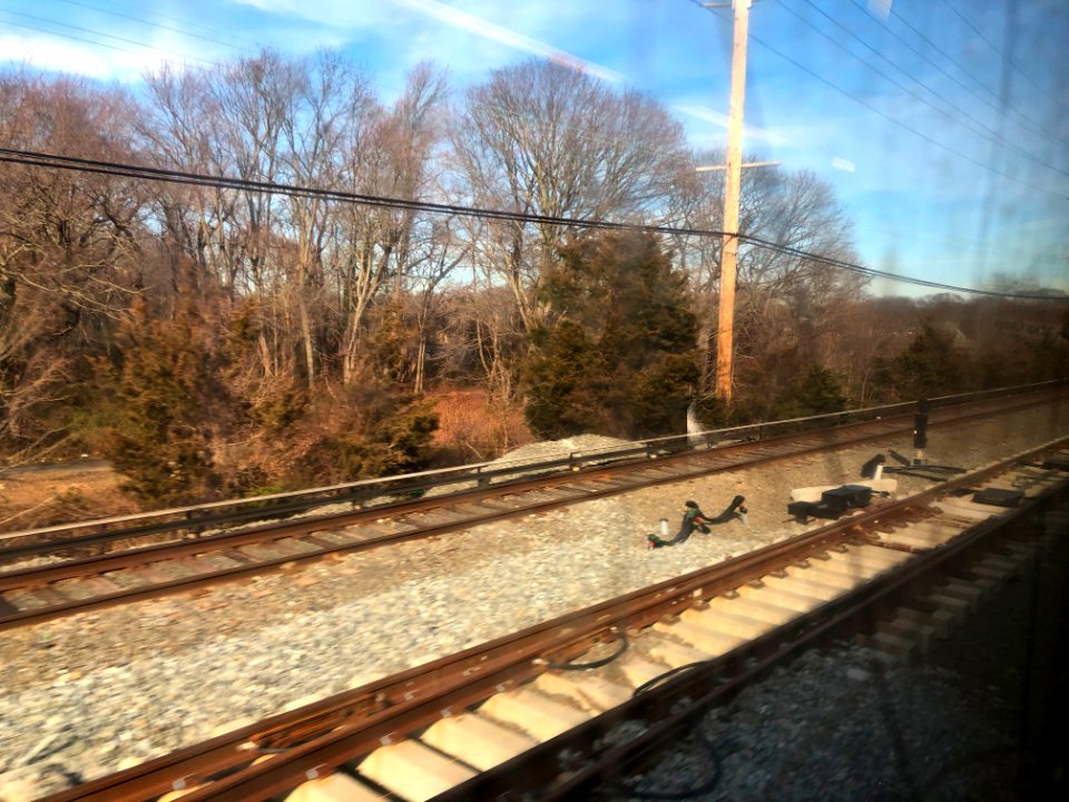 Massapequa Pocket Track (foreground) from LIRR Babylon bound train