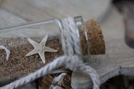 Starfish bottle sand photo