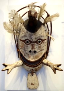 Mask of the Valley Ptarmigan, Yup'ik, Kuskokwim, Bering Sea, Alaska, late 19th century, wood, feather, pigment - Brooklyn Museum - Brooklyn, NY - DSC08279
