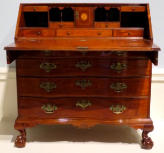 Massachusetts slant front desk, maker unknown, c. 1770, Dayton Art Institute