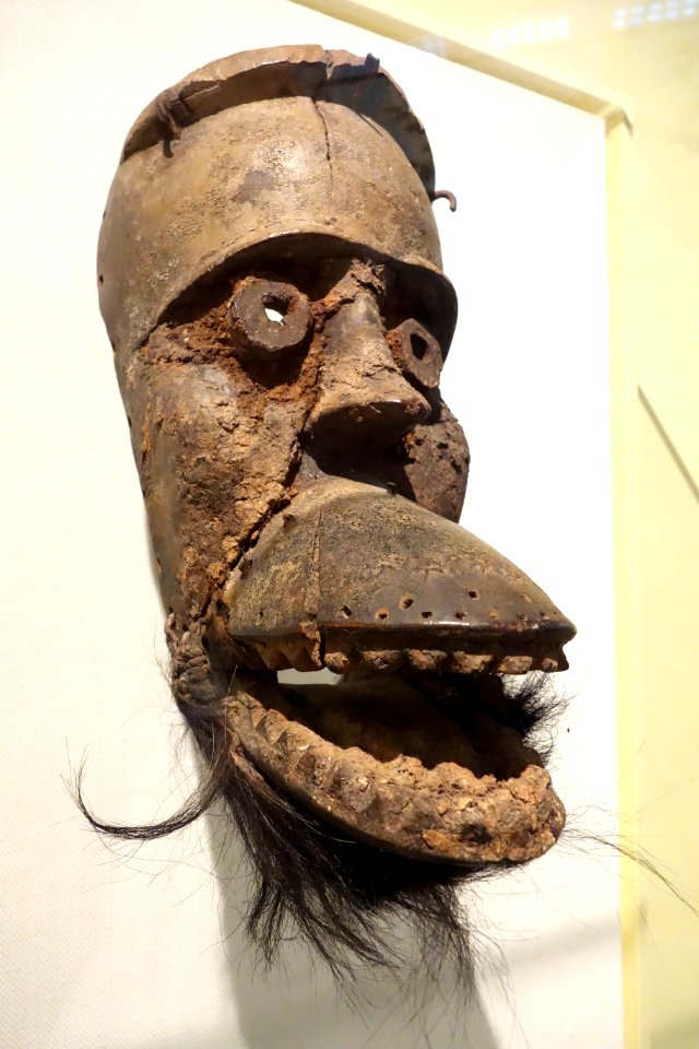 Mask with Hinged Jaw (Bu Gle) - Dan people, Liberia, 19th century, wood, organic materials, monkey skin, iron nails - Brooklyn Museum - Brooklyn, NY - DSC08599