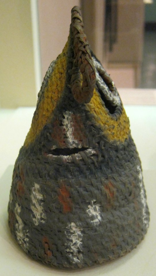 Mask for yams, Papua New Guinea, Maprik district, Southern Abelam people, basketry and earth pigments, HAA