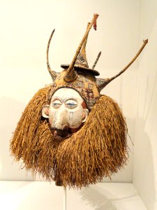 Mask (Tsekedi, Myondo, or Ndeemba), early 1900s, Central Africa, Democratic Republic of the Congo, Yaka people, wood, cloth, fibers - Cleveland Museum of Art - DSC08703