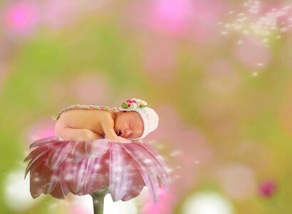 Girl bokeh pink