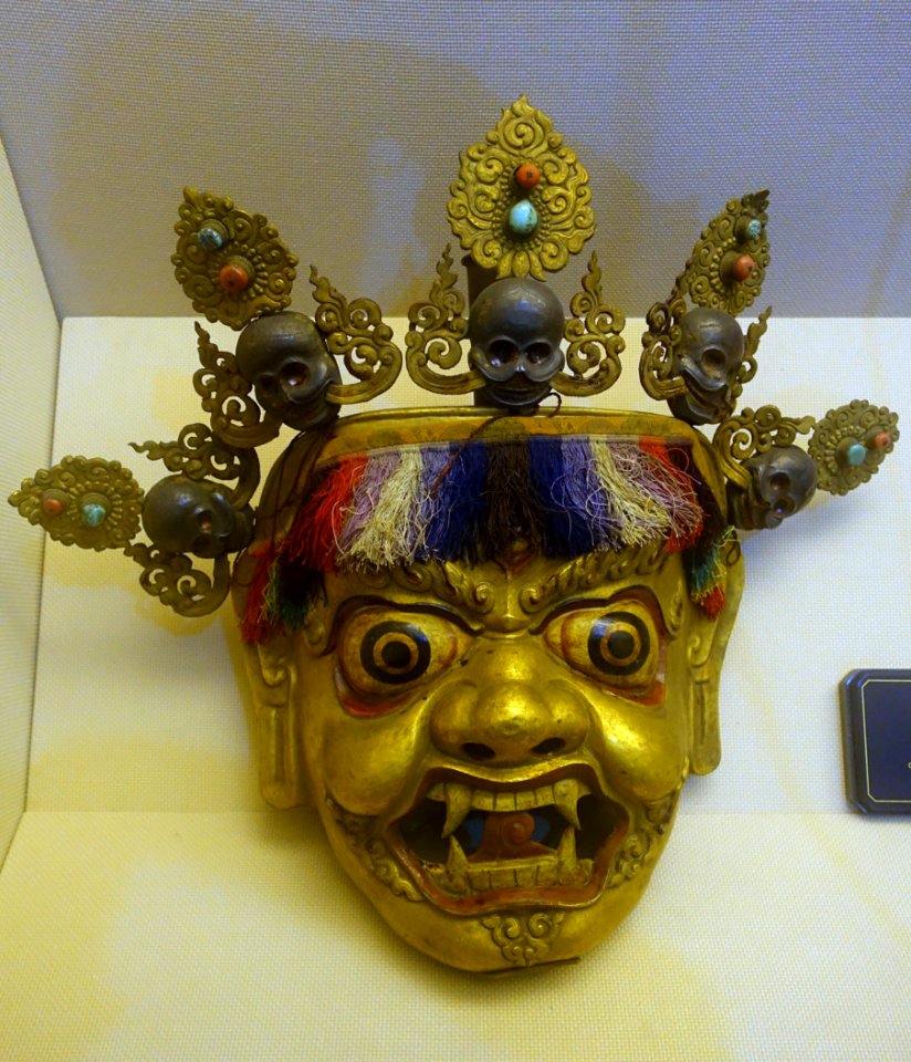 Mask, Tibet, 1644-1911 AD, gilt copper - Sichuan Provincial Museum - Chengdu, China - DSC04726