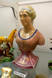 Mary Queen of Scots, Staffordshire, England, c. 1815, pearlware, overglaze enamels, luster, HD 2014.19.2 - Flynt Center of Early New England Life - Deerfield, Massachusetts - DSC04621
