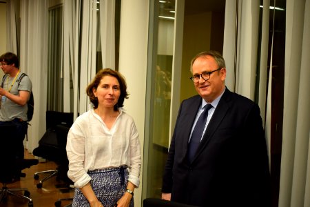 Marie-Hélène Teylouni, Consule de France au Japon, et Jean-Yves Leconte, Sénateur des Français établis hors de France, à l'apéritif de bienvenue organisé par l'association Français du Monde (ADFE Tokyo)