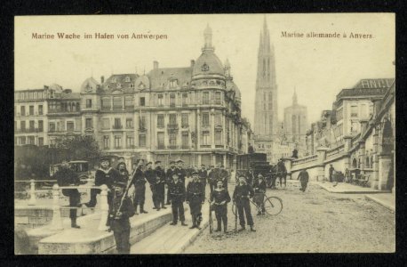 Marine Wache im Hafen von Antwerpen. Marine allemande à Anvers. Ansichtkaart met, Bestanddeelnr 158-1353