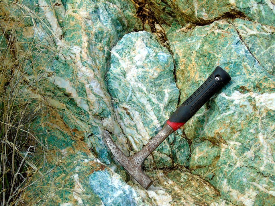 Mariposite Rock at Well Known Road Cut in Mariposa County near Coulterville, California