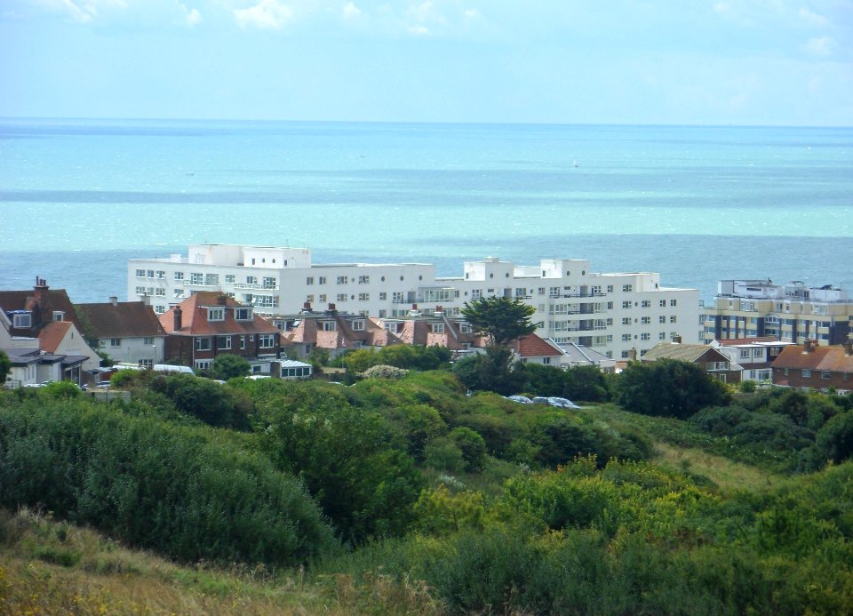 Marine Gate seen from Footpath above East Brighton Golf Course (August 2014)