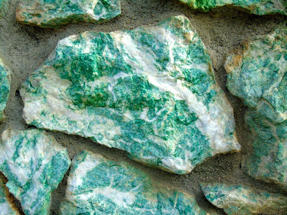 Mariposite stone in Monument at Catheys Valley, Mariposa County, California