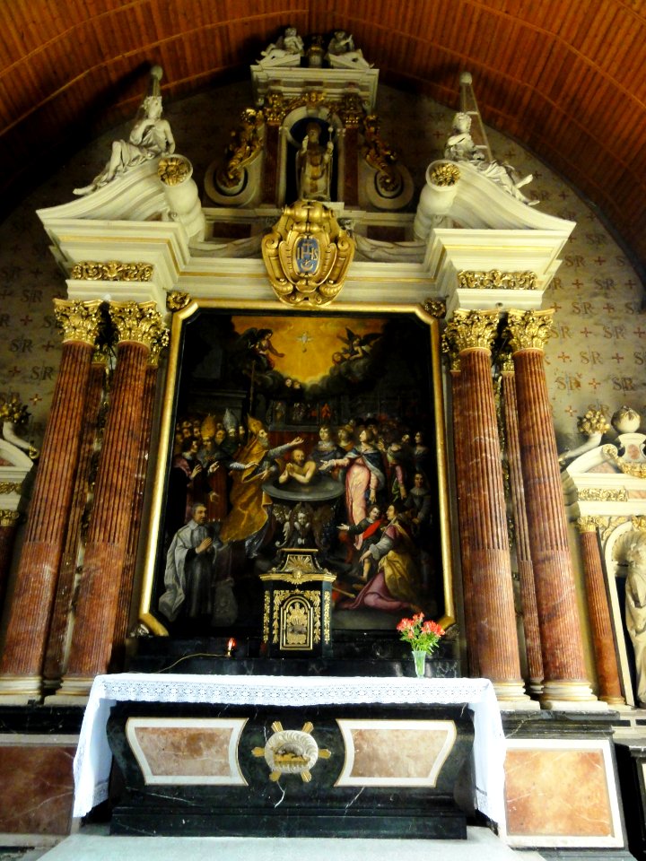 Marolles-les-Braults (Sarthe) église, retable, baptême de Clovis