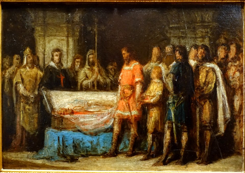 Martim de Freitas verifying King Sancho II's death in Toledo Cathedral, by Caetano Moreira da Costa Lima, oil on cardboard - Museu Nacional de Soares dos Reis - Porto, Portugal - DSC00708