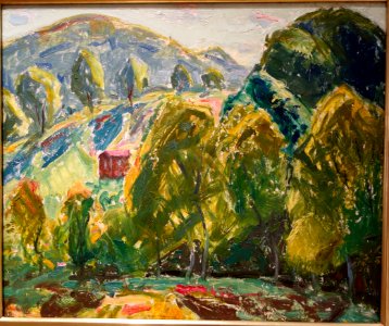 Marlboro Landscape (House in Hills) by Alfred H. Maurer, c. 1916, oil on gessoed board - New Britain Museum of American Art - DSC09706
