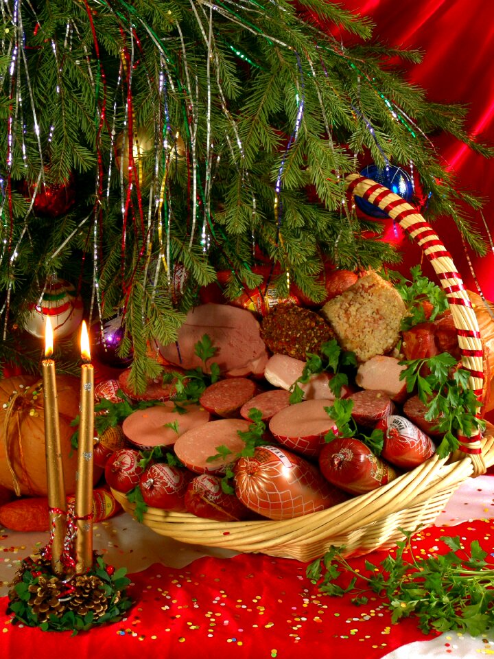 Meat products christmas tree new year's eve