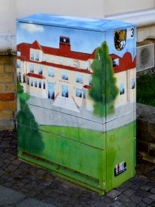 Markkleeberg, Schaltkasten mit Bild des Rathauses, 1