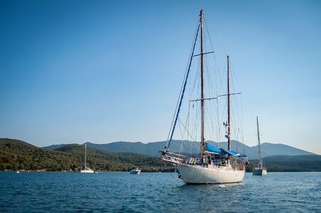 Sailing blue sky greece photo