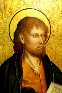 Mark from St. Mark and St. Thomas, by Fernando Gallego, 1480-1488, predella, oil on panel - University of Arizona Museum of Art - University of Arizona - Tucson, AZ - DSC08302