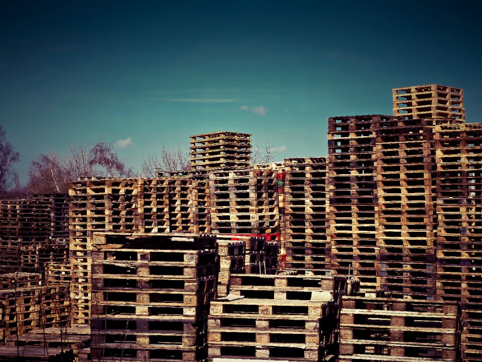 Wood euro pallets stacked